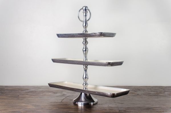 Pastry stand, hammered tetal 3-tier